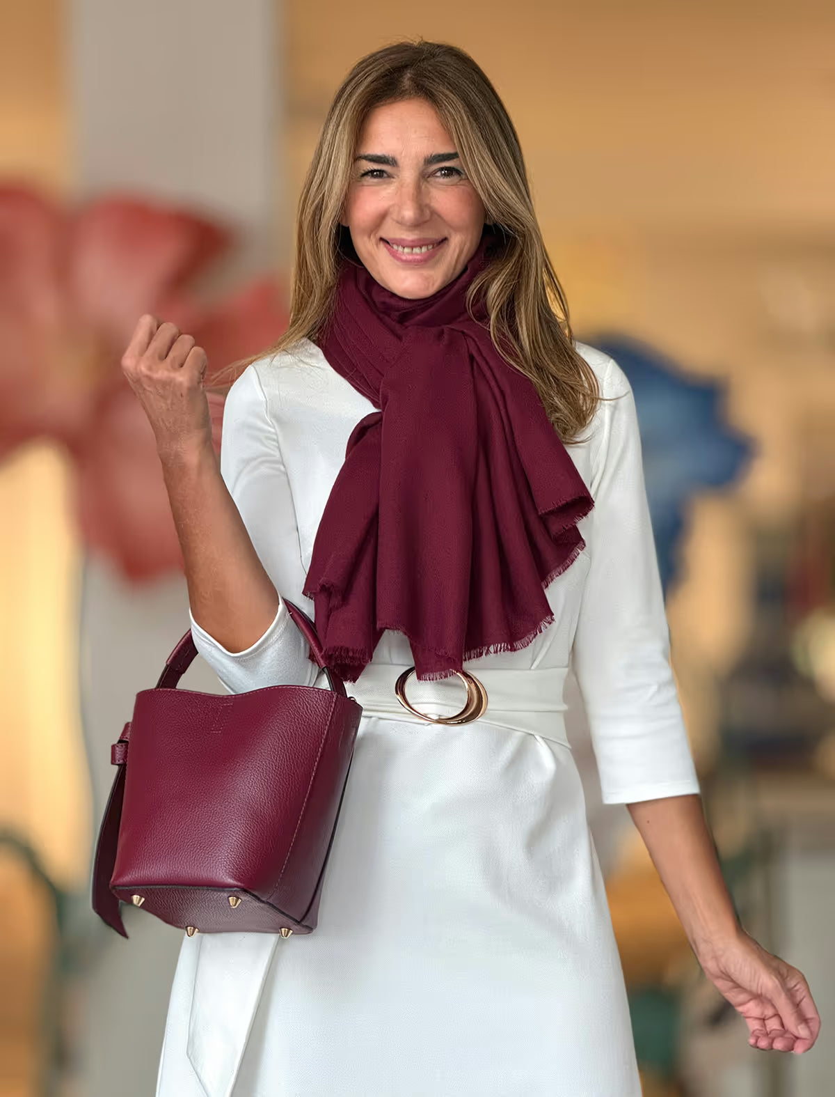 Foulard burdeos viscosa