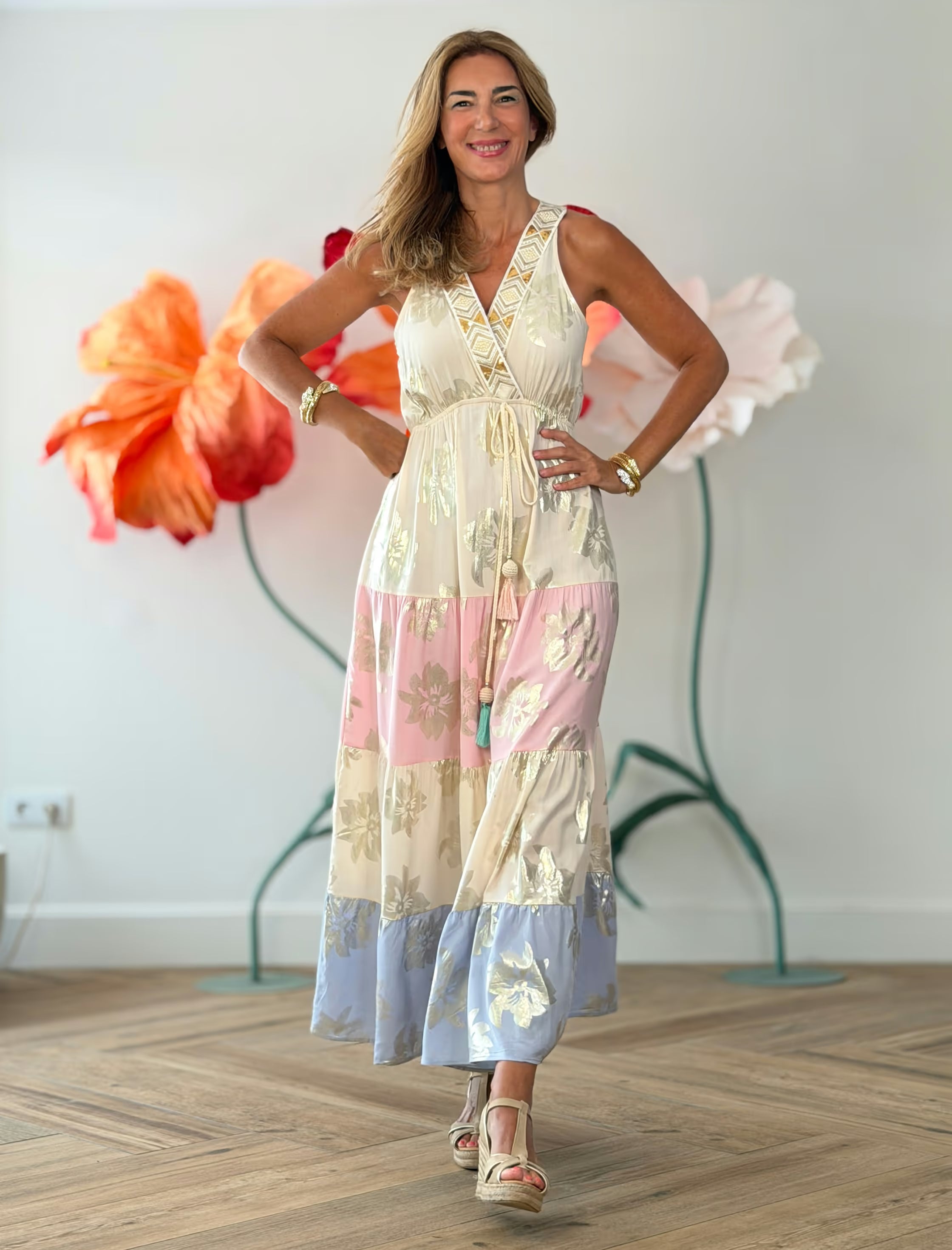 Vestido texturas boho