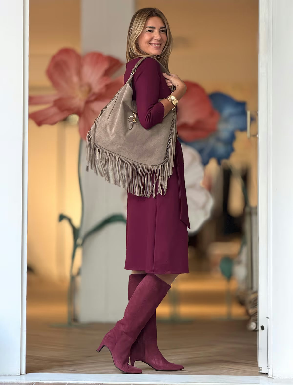 Boho fringe bag Taupe