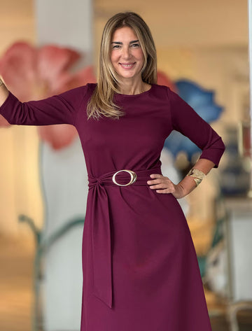 Vestido burdeos midi chic Jackie