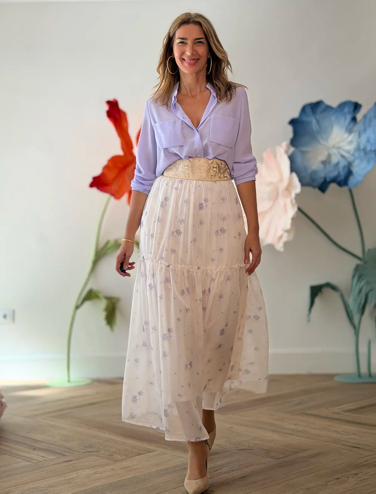 Falda larga boho romantic lila