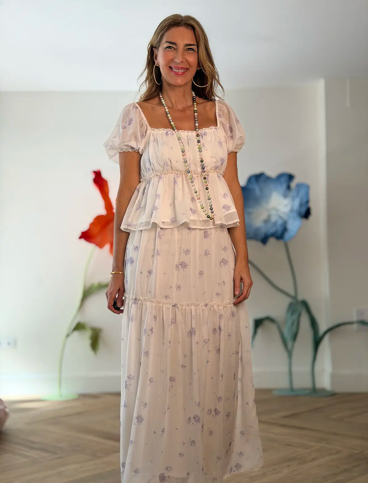 Blusa romántica gasa lila