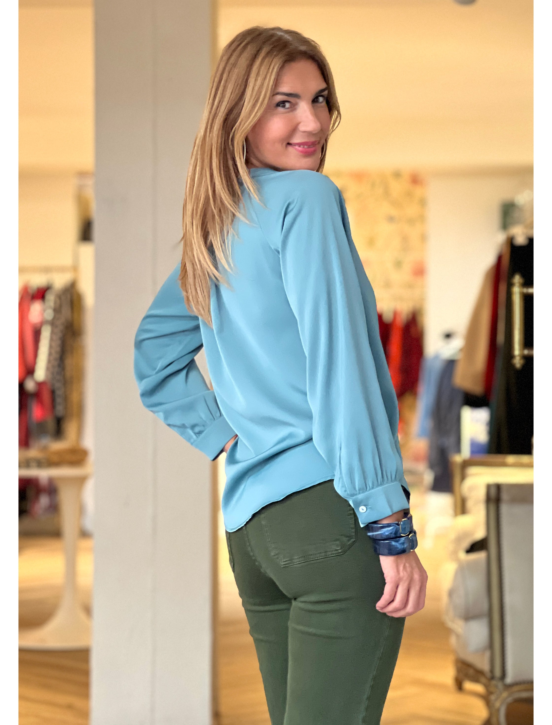 Camisa fluida Nuria agua