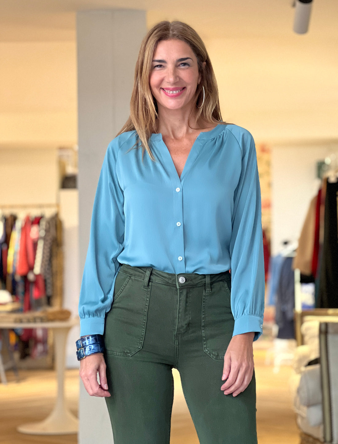 Camisa fluida Nuria agua