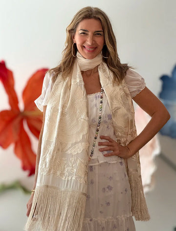 WONDERFUL Ecru EMBROIDERED SHAWL 