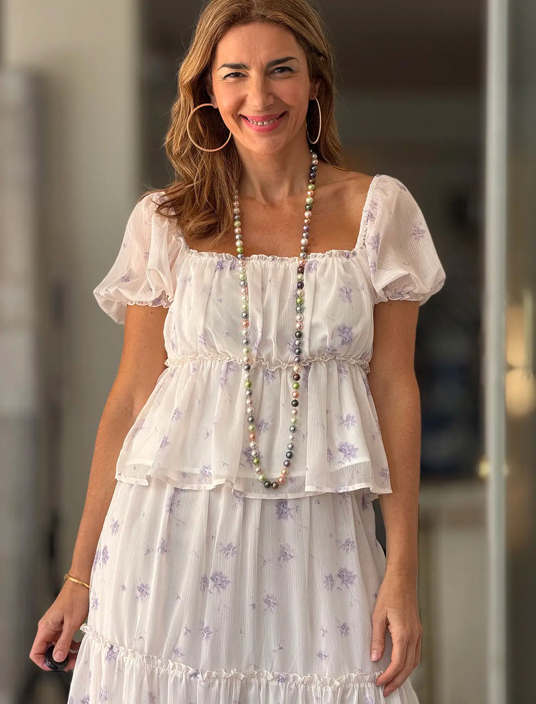 Blusa romántica gasa lila