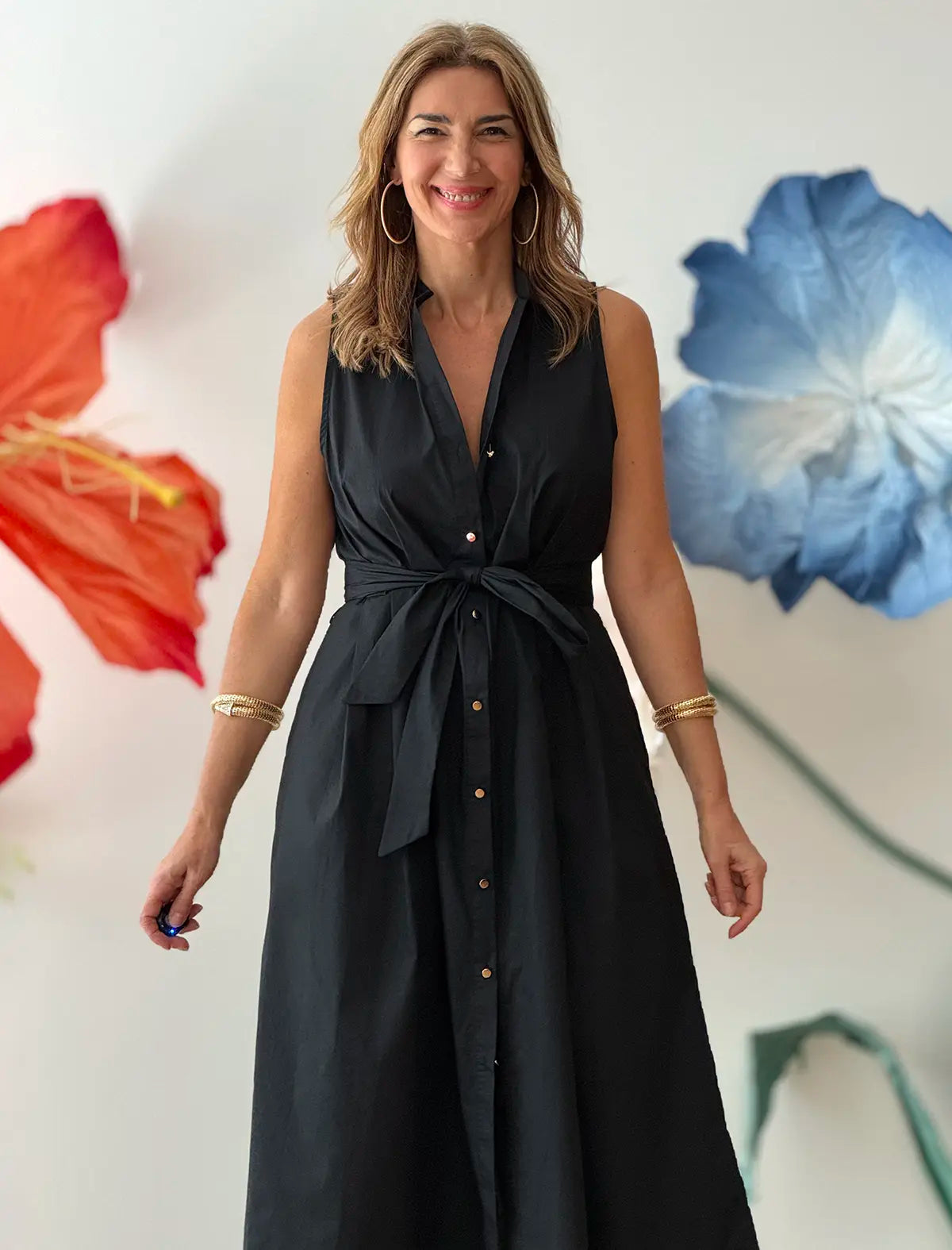 Vestido camisero negro Carolina