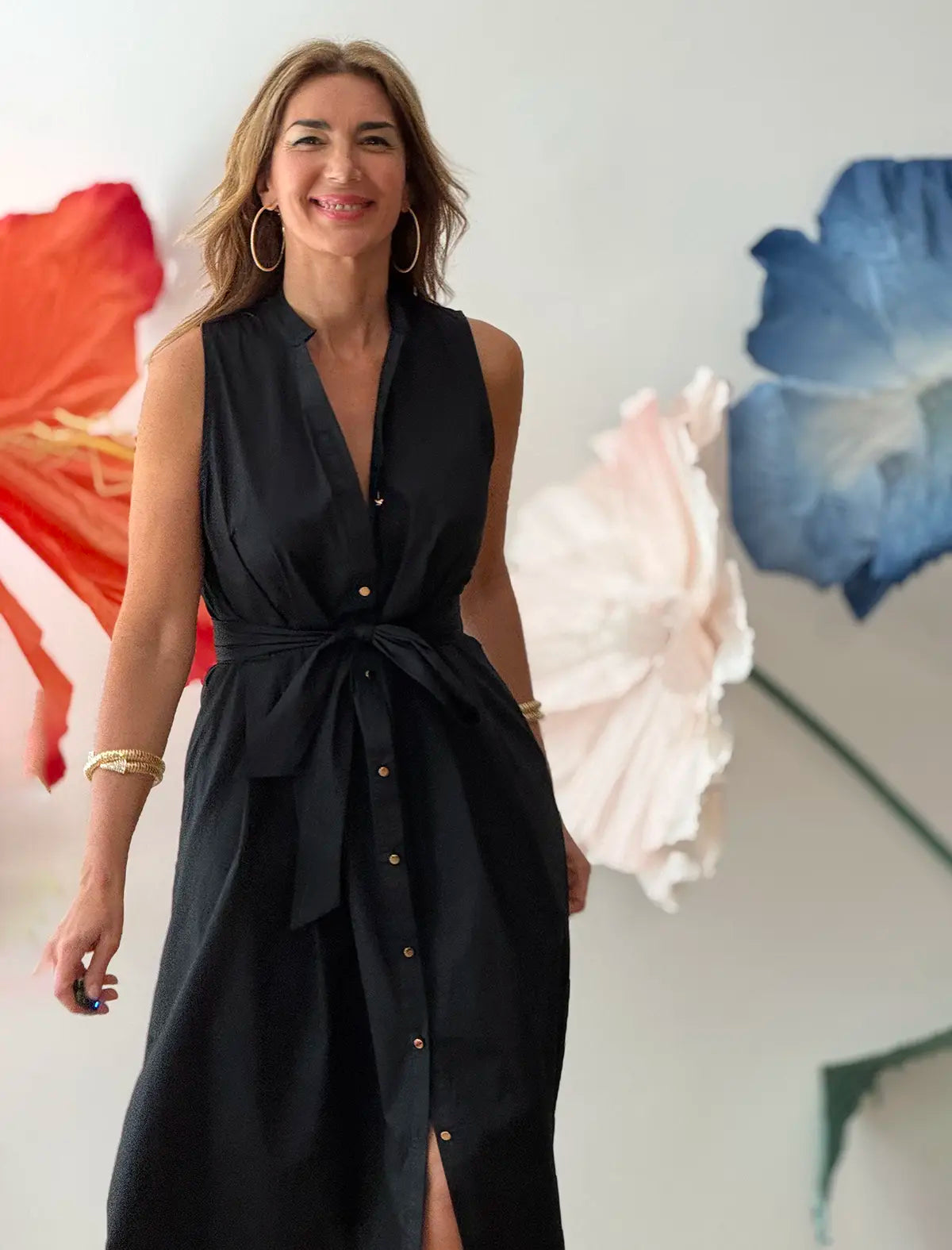 Vestido camisero negro Carolina