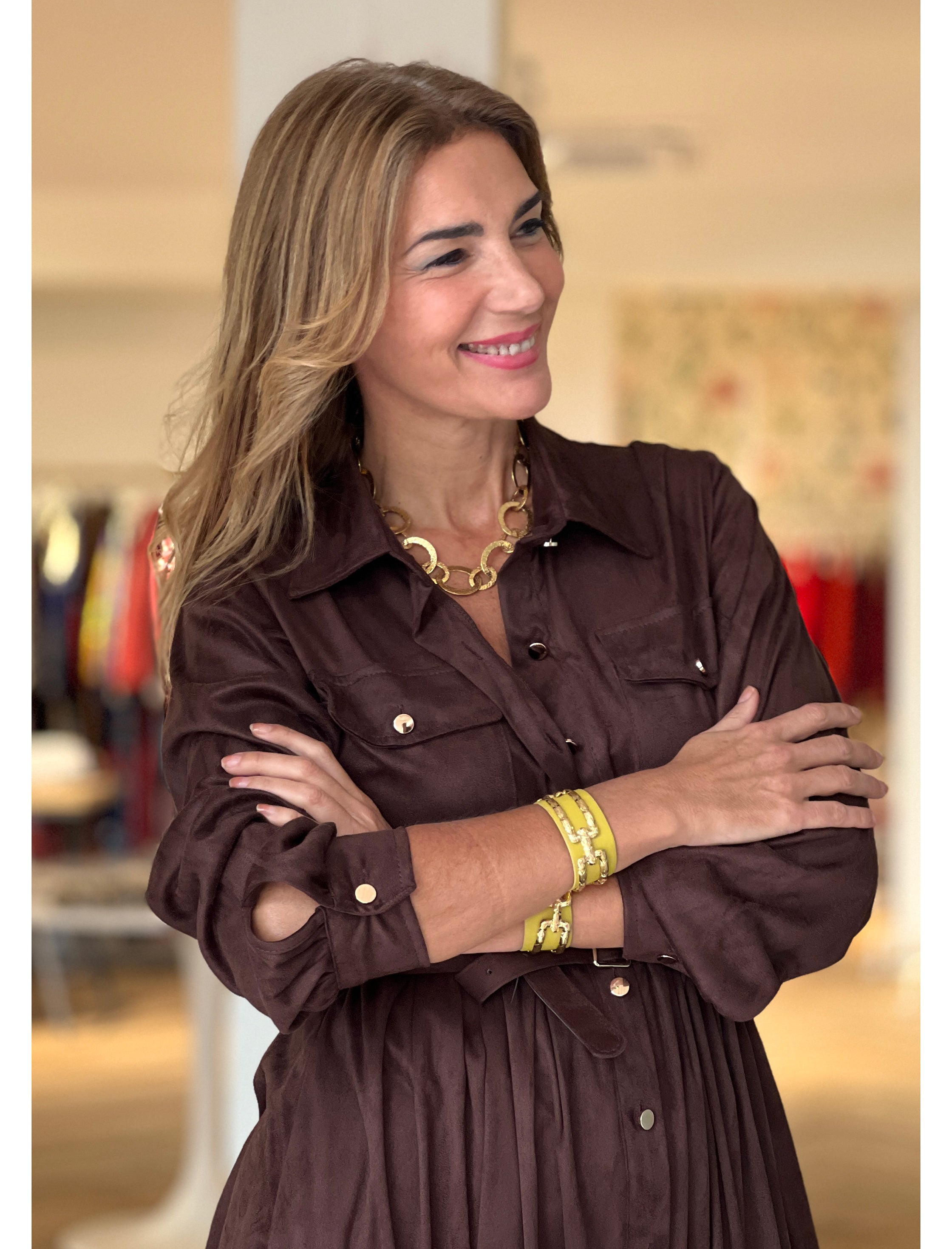 Vestido camisero marrón chocolate