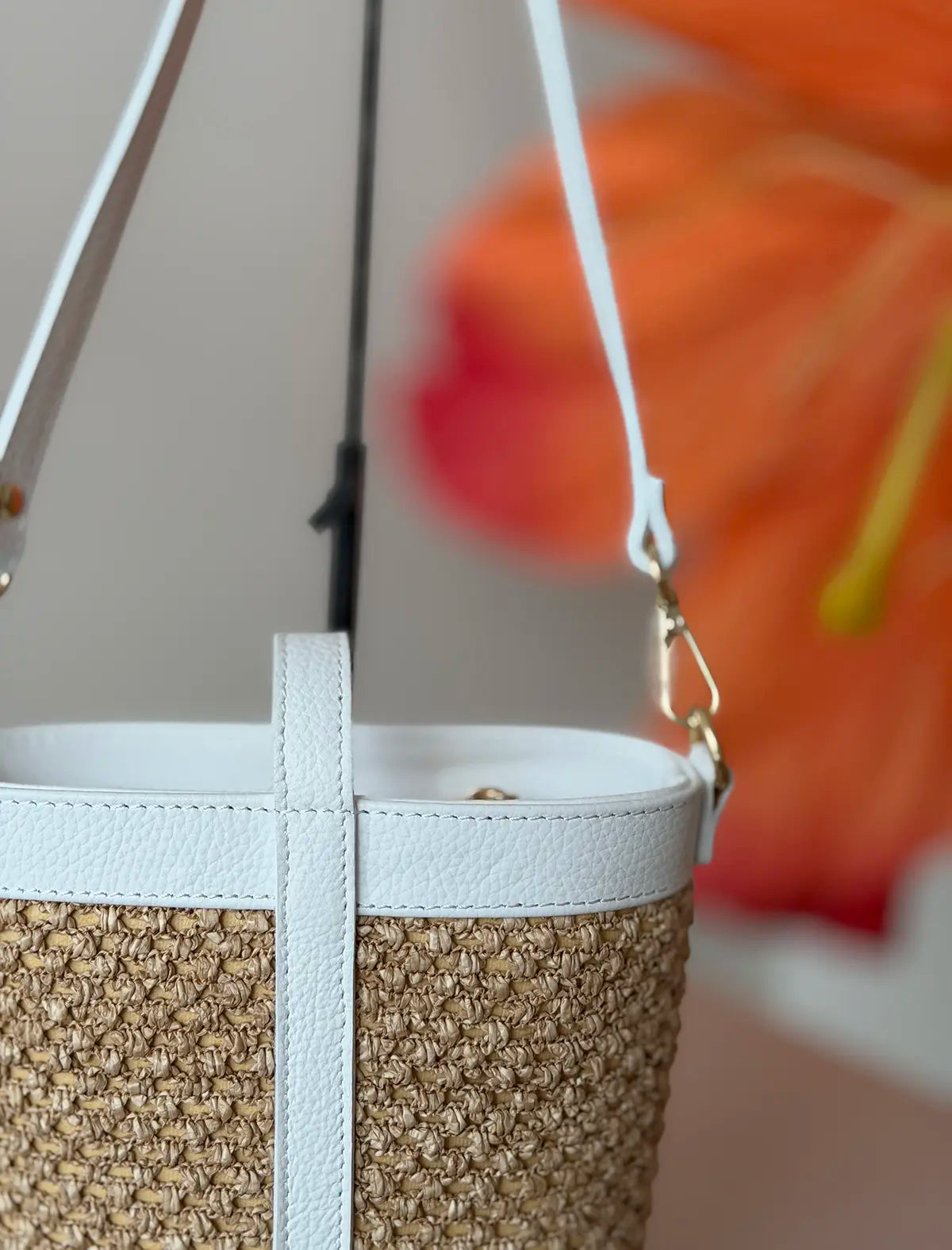 Bolso cesta natural blanco