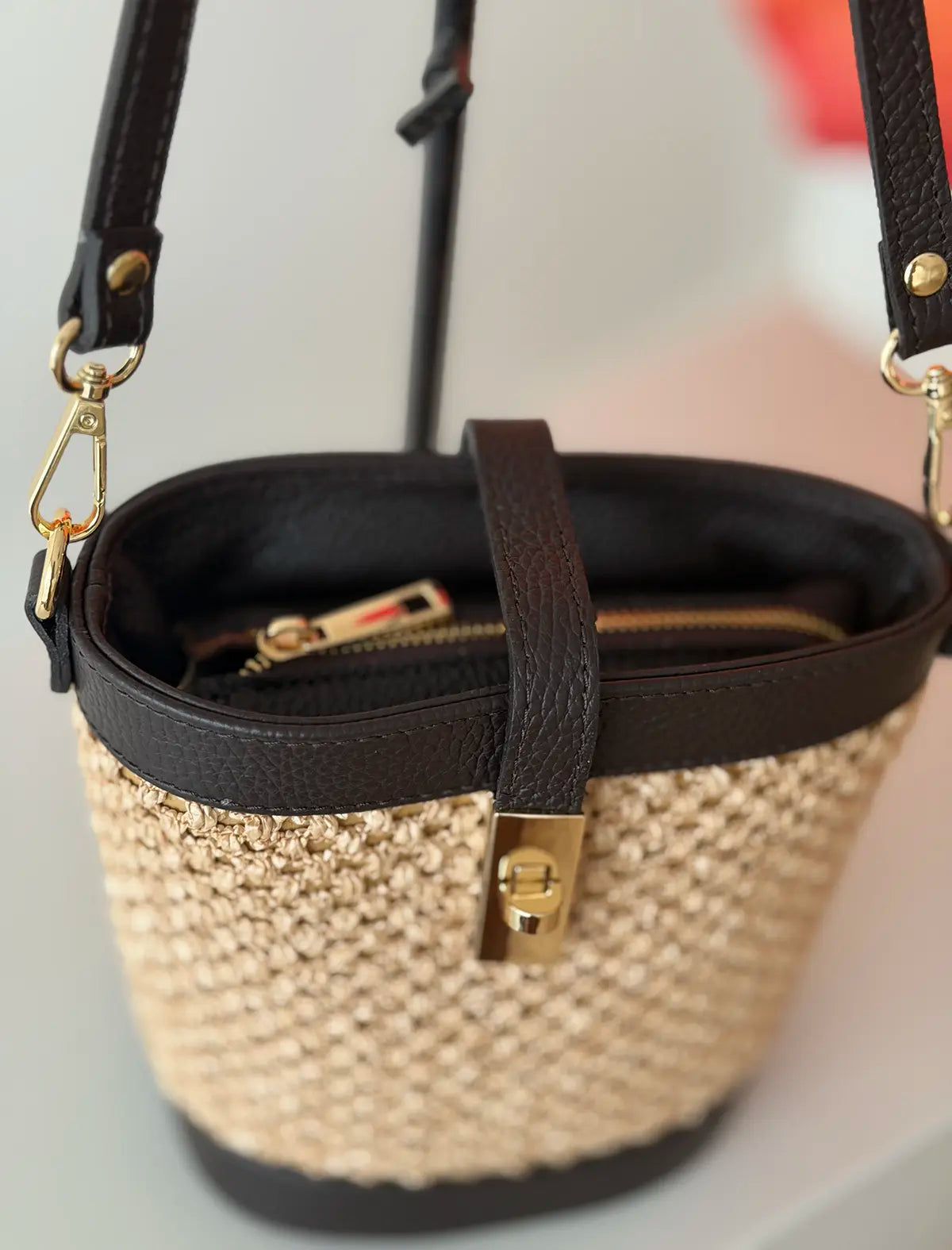 Bolso cesta natural chocolate