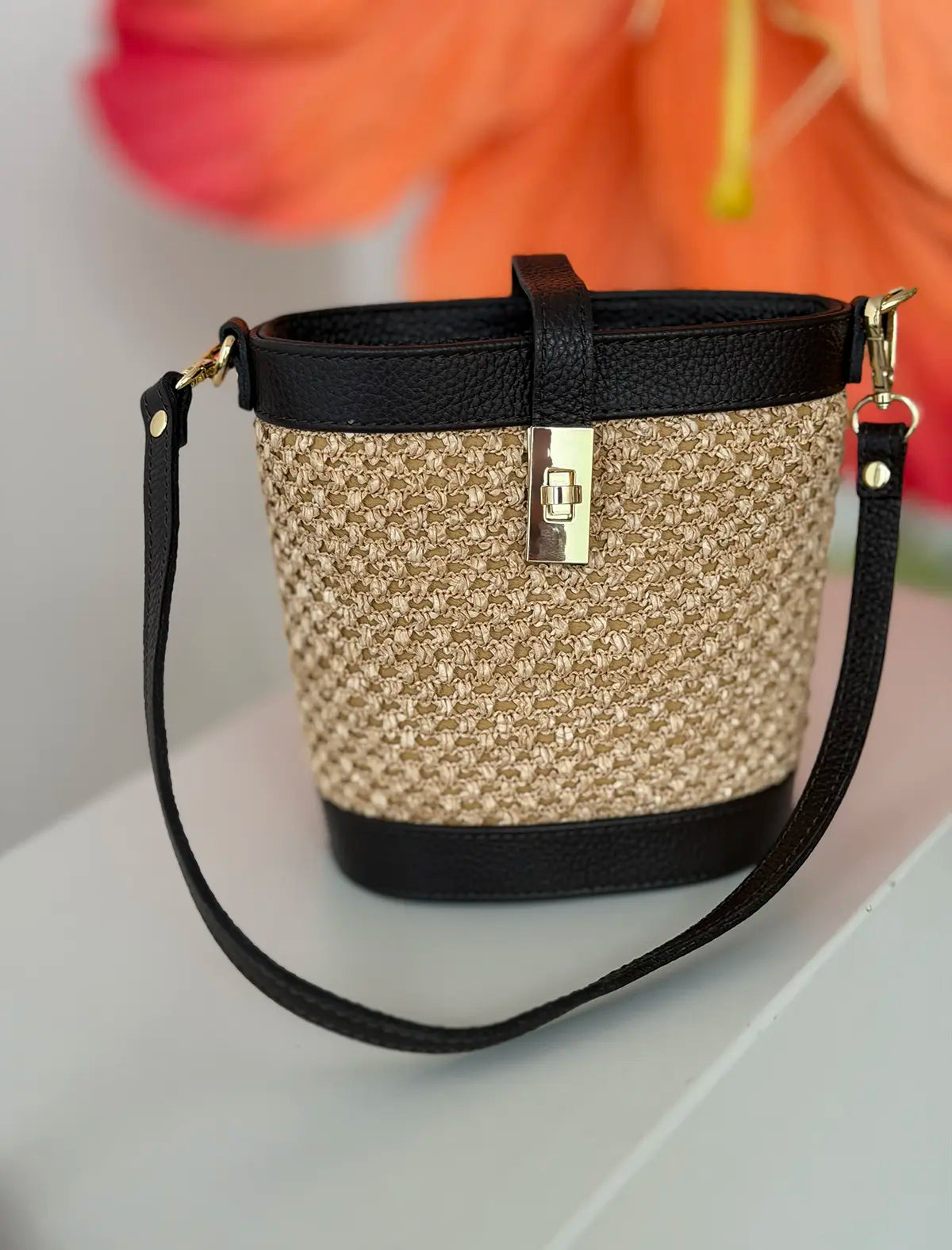 Bolso cesta natural chocolate