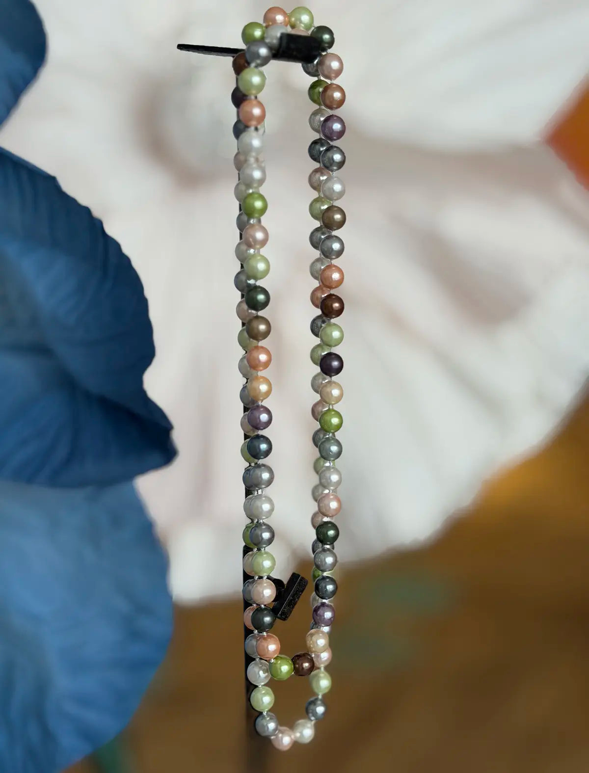 Collar de perlas verde
