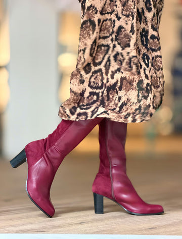 Bota burdeos de piel Goya