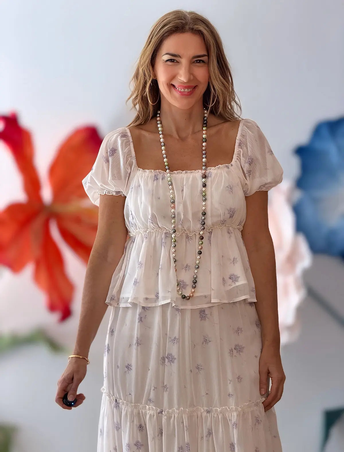 Camisa y falda larga boho lila