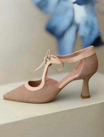 Zapato de fiesta tacón medio nude Jimena