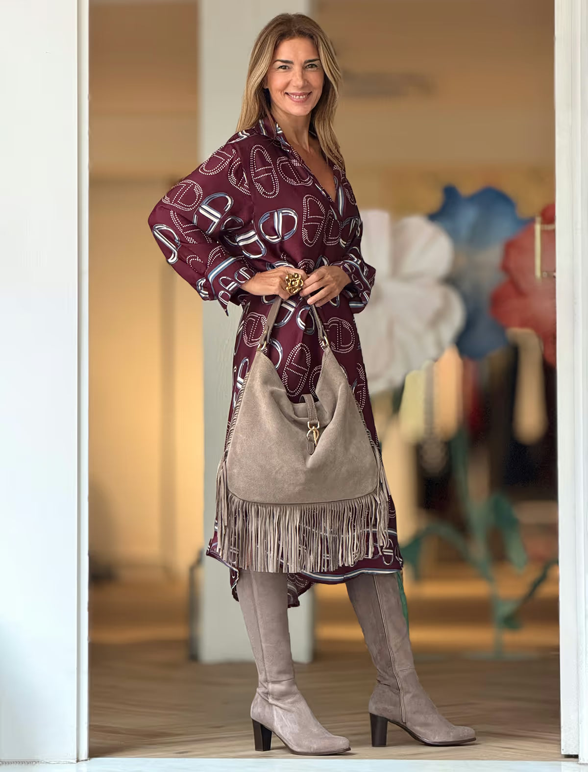 Boho fringe bag Taupe