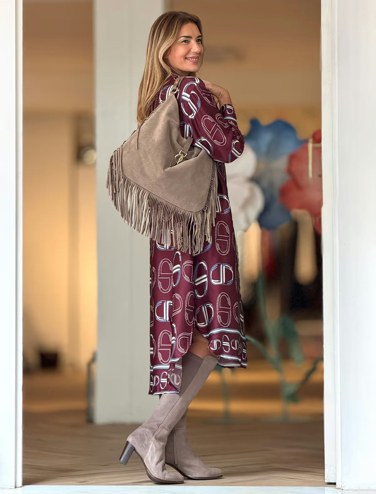 Boho fringe bag Taupe