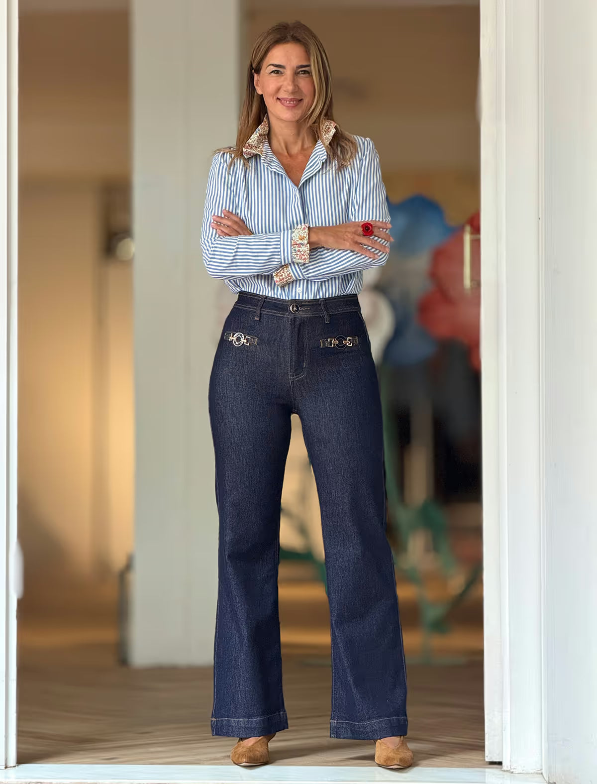 Special navy blue jeans