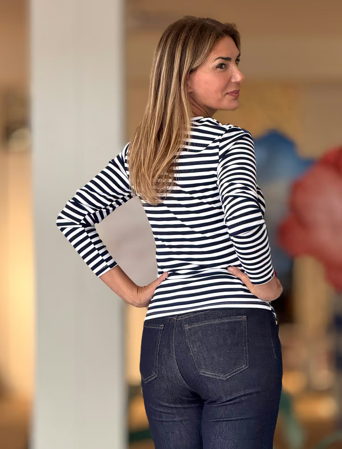 Camiseta anudada rayas marino