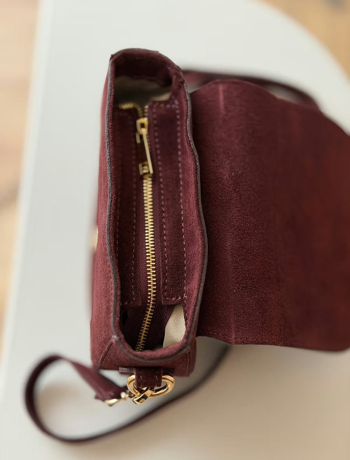 Bolso de hombro Lauren burdeos