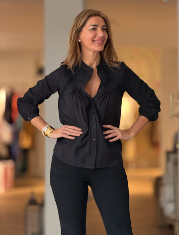 Black embroidered Elora shirt