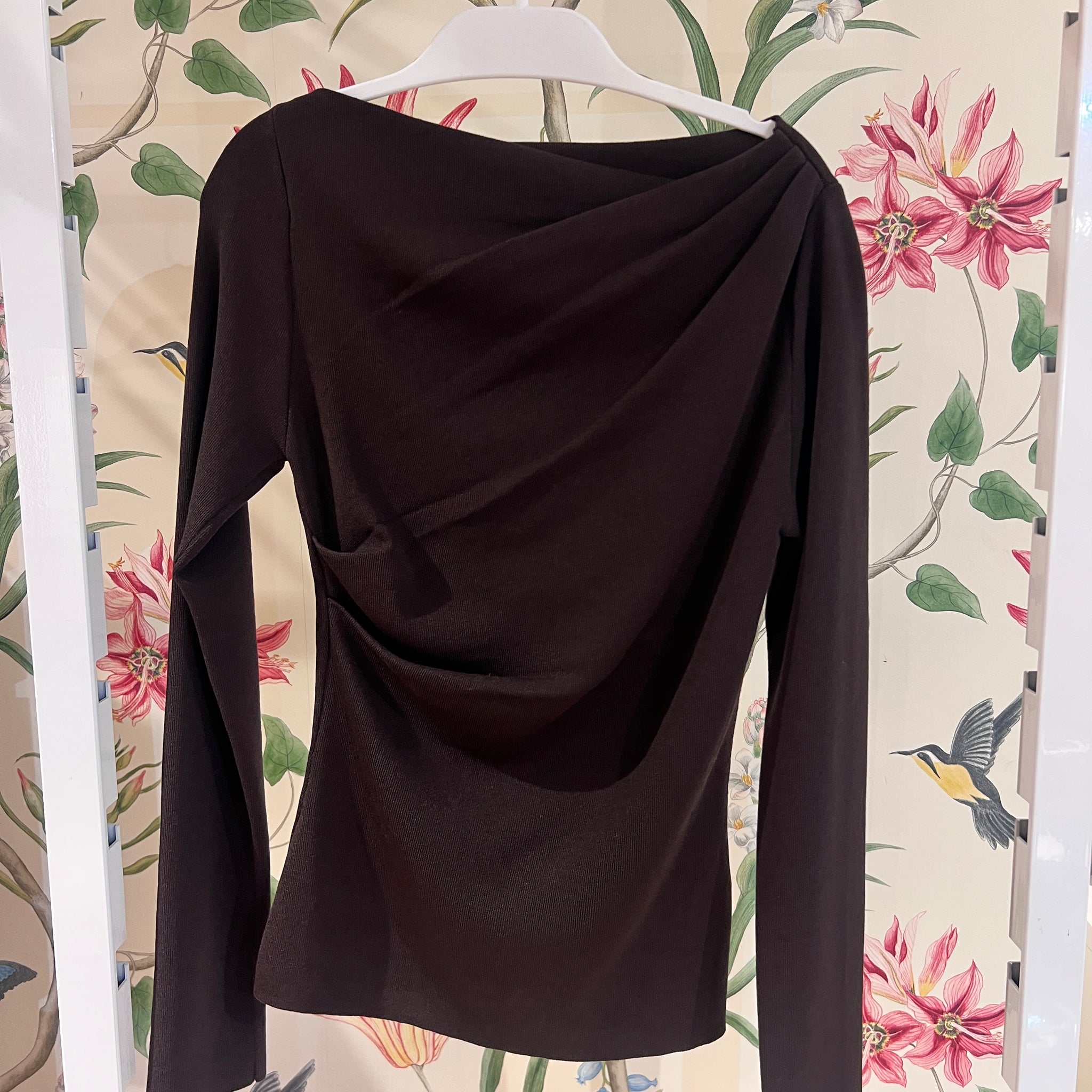 Jersey marrón pliegues chic