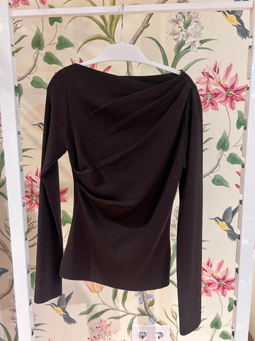 Jersey marrón pliegues chic