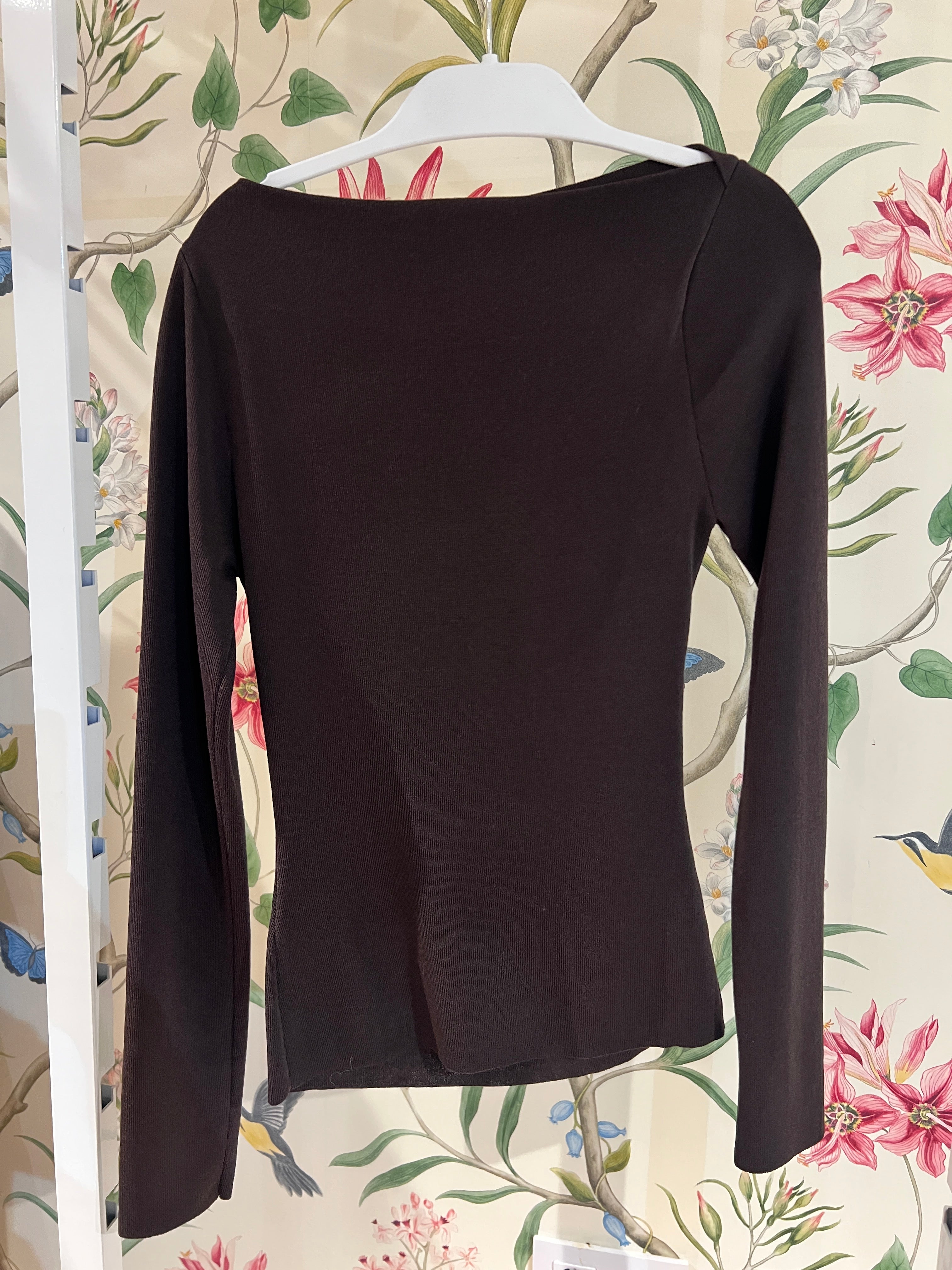 Jersey marrón pliegues chic