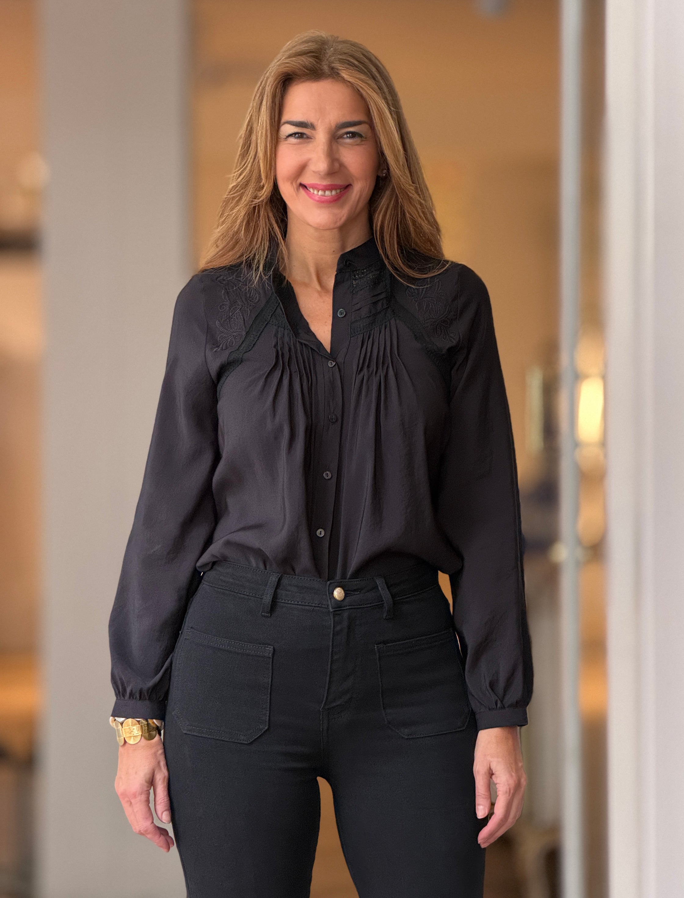 Black embroidered Elora shirt
