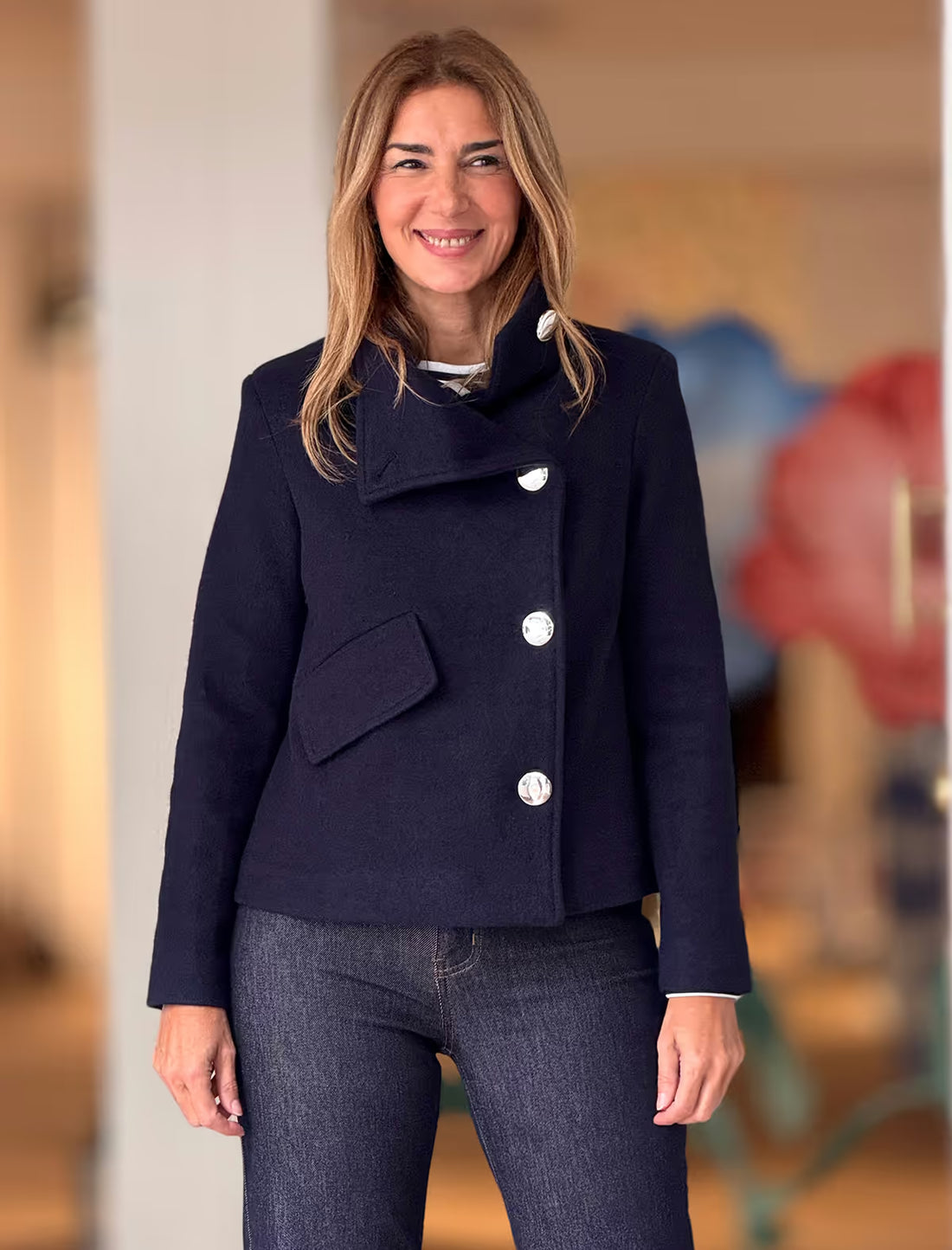 SUPERSOFT NAVY BUTTON JACKET