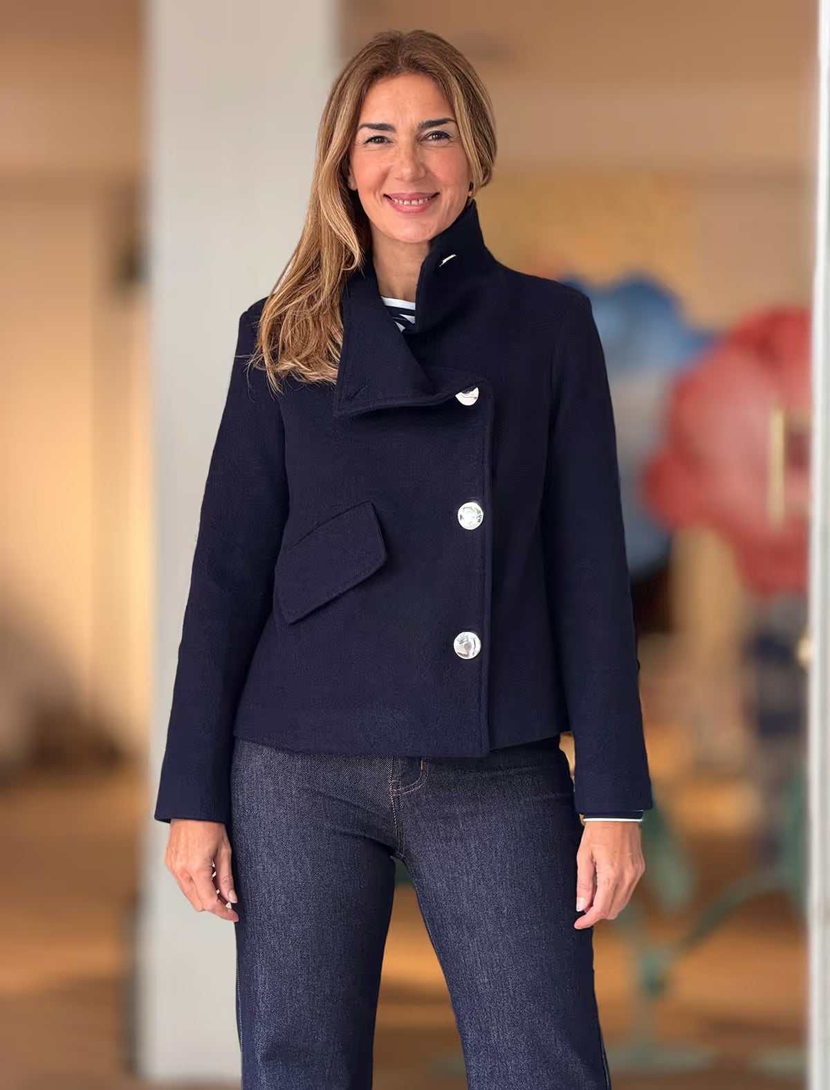 SUPERSOFT NAVY BUTTON JACKET