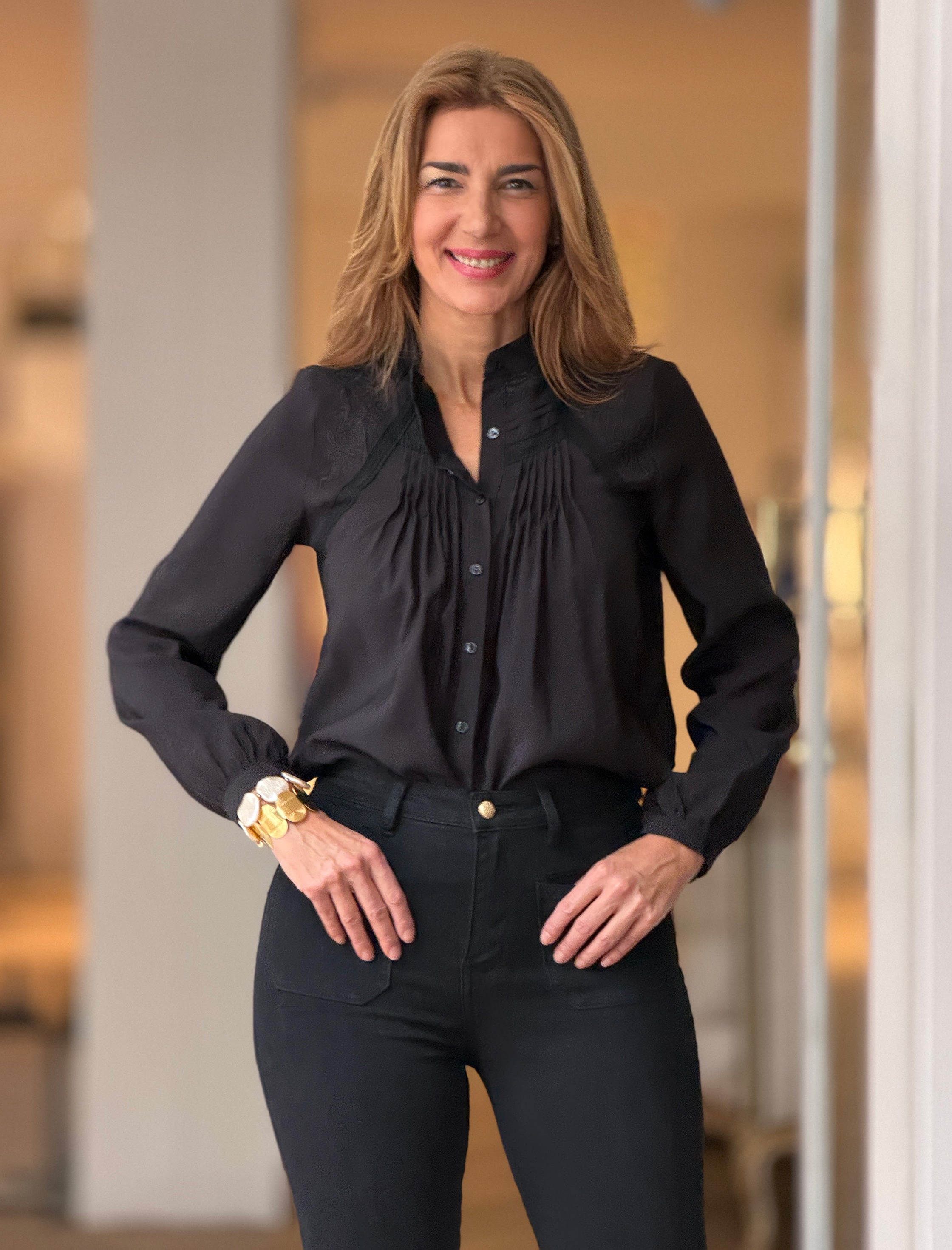 Black embroidered Elora shirt