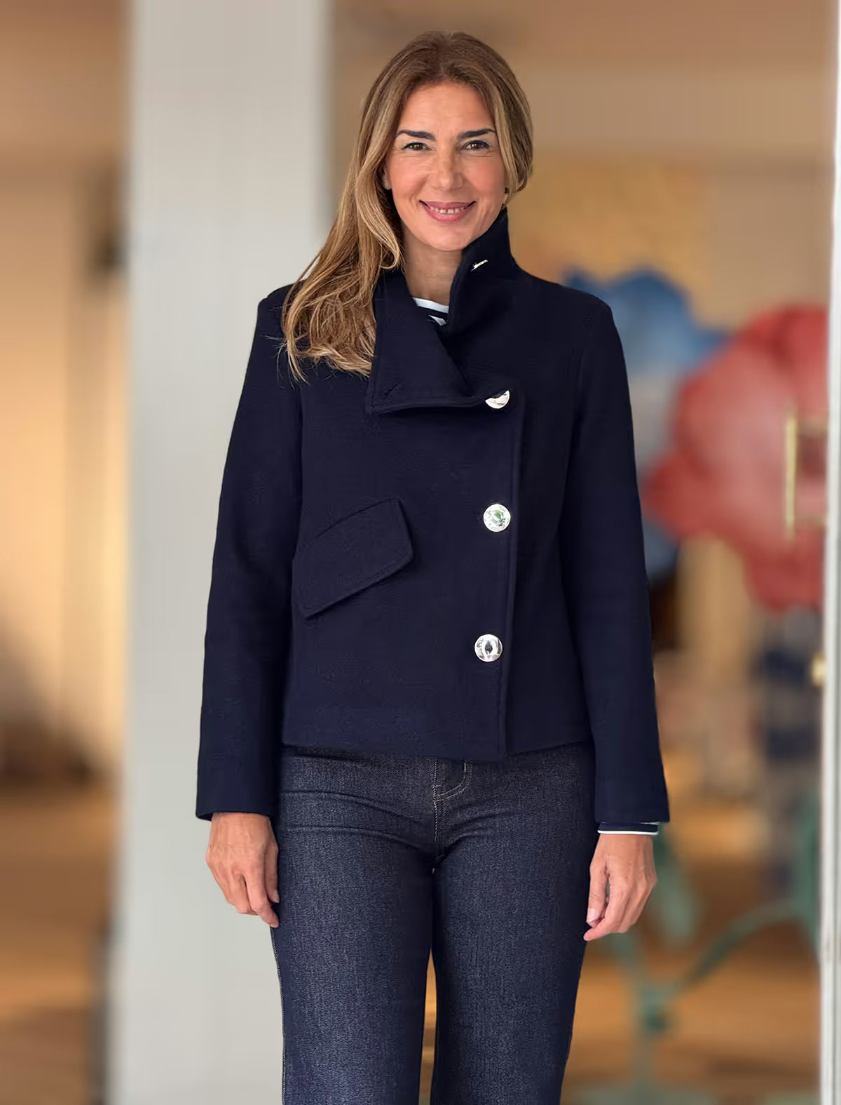 SUPERSOFT NAVY BUTTON JACKET