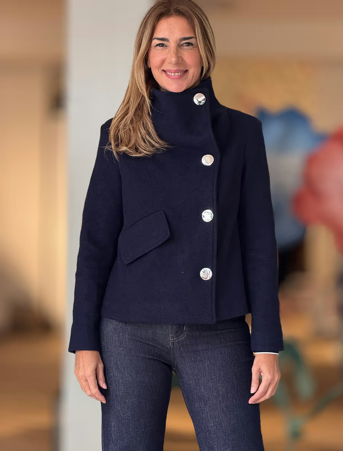 SUPERSOFT NAVY BUTTON JACKET