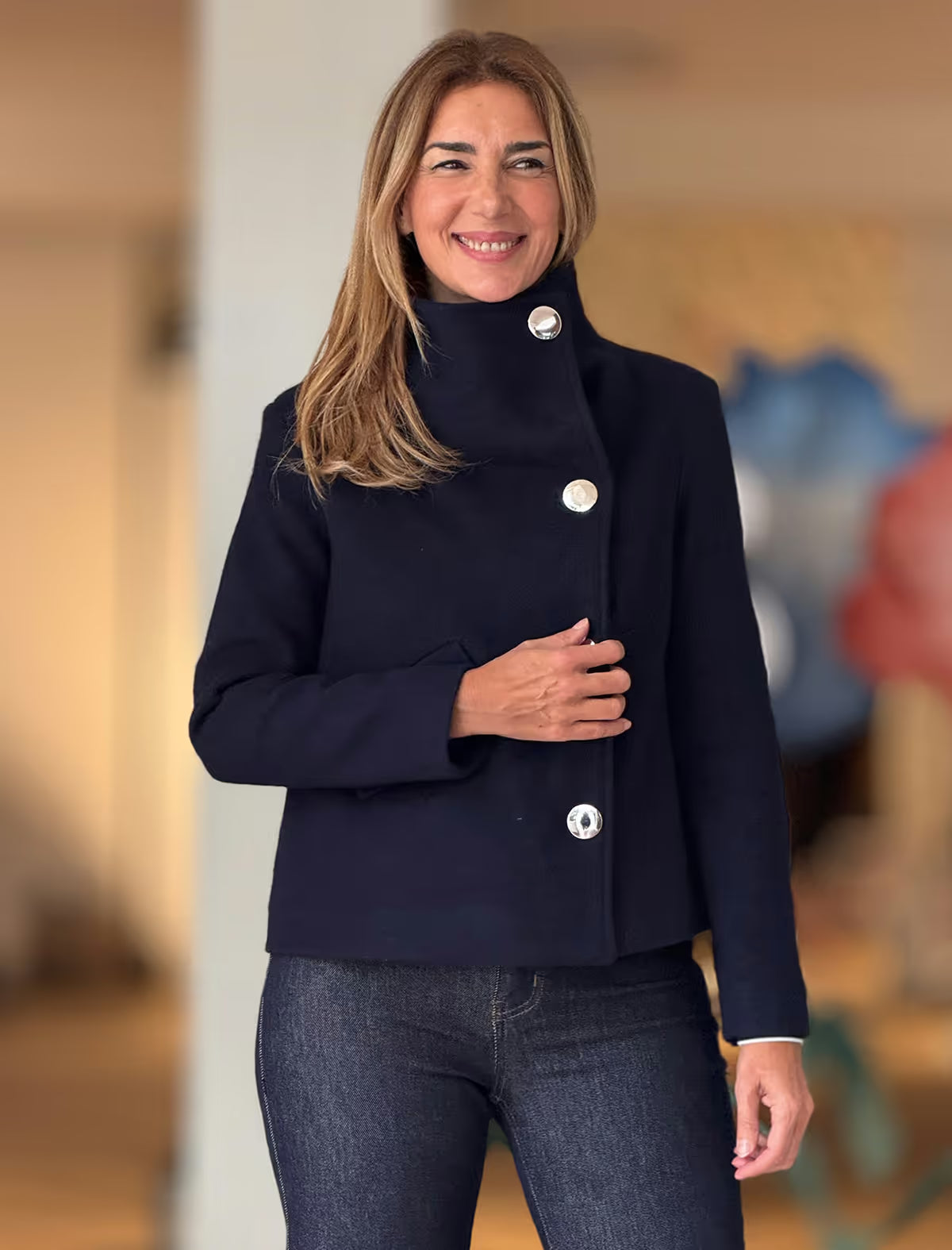 SUPERSOFT NAVY BUTTON JACKET