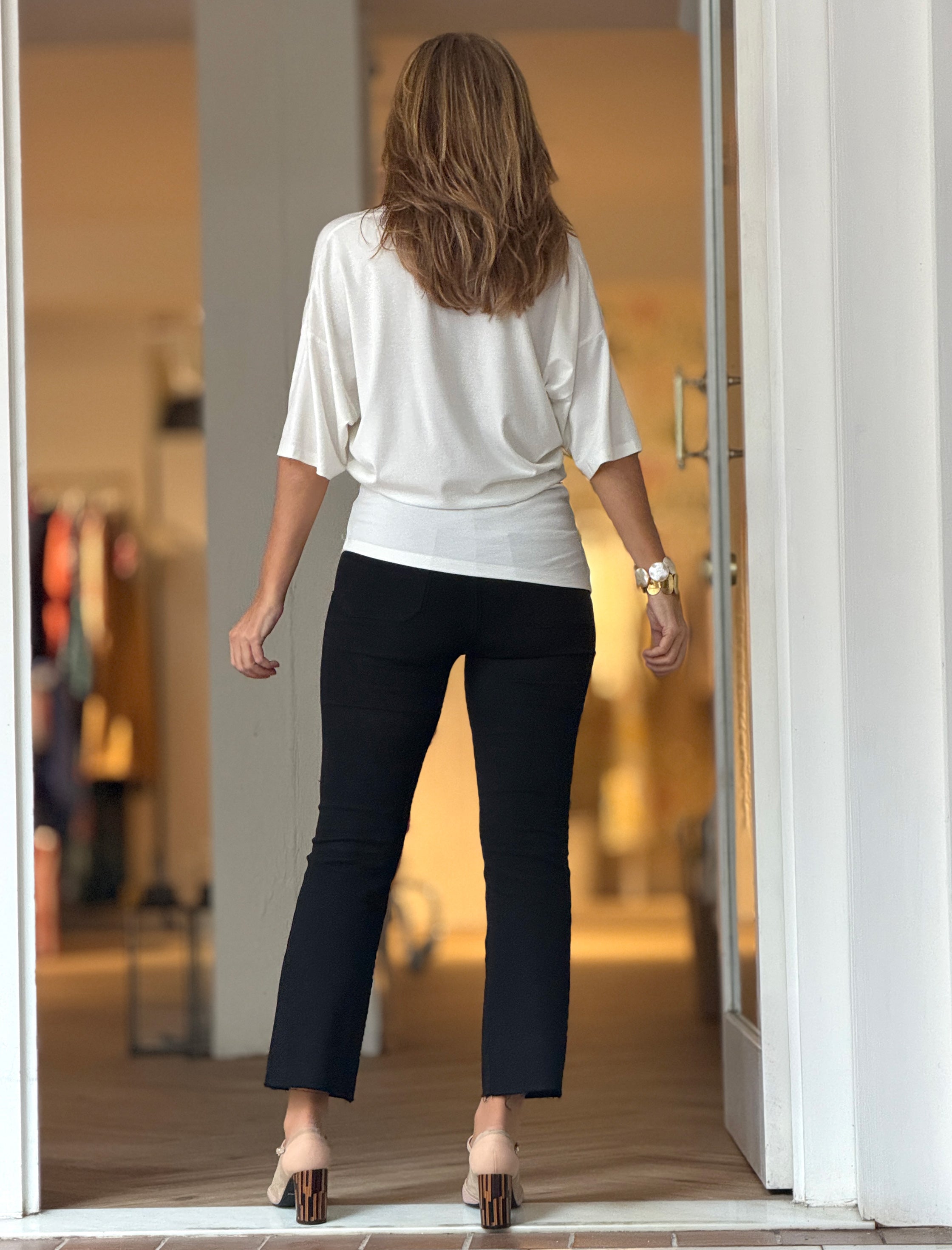 Camiseta blanca de pico muy chic