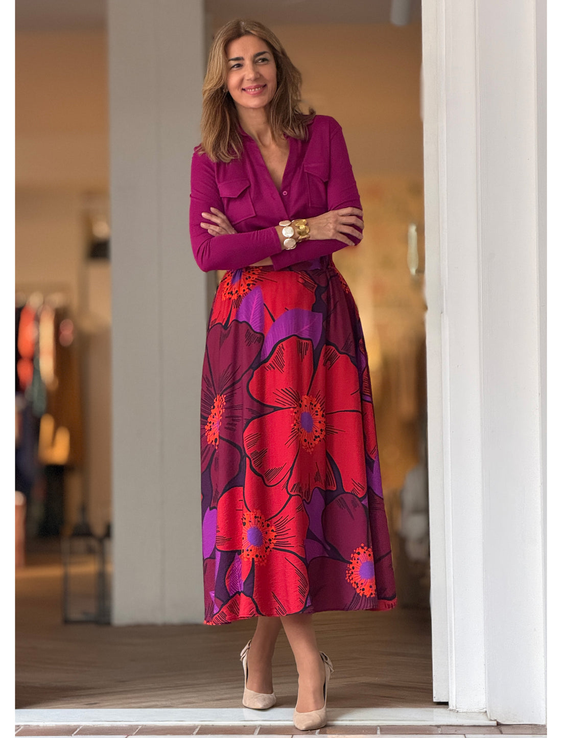 Falda estampada fluida