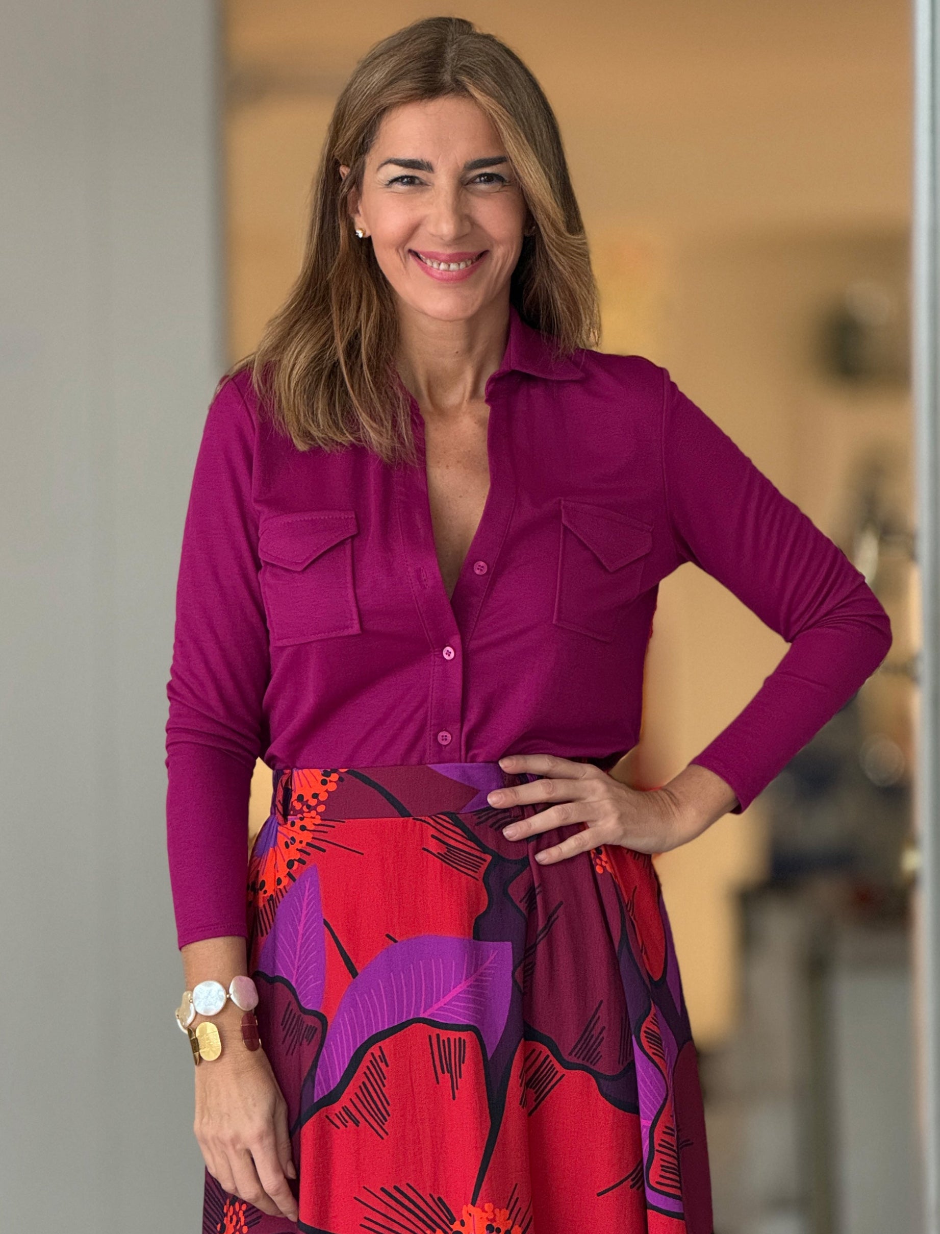 Camisa de viscosa para todo buganvilla