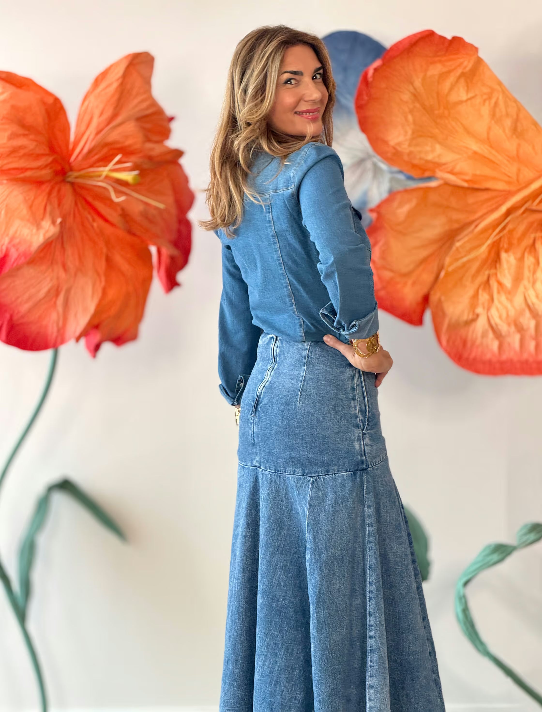 Falda vaquera capa chic
