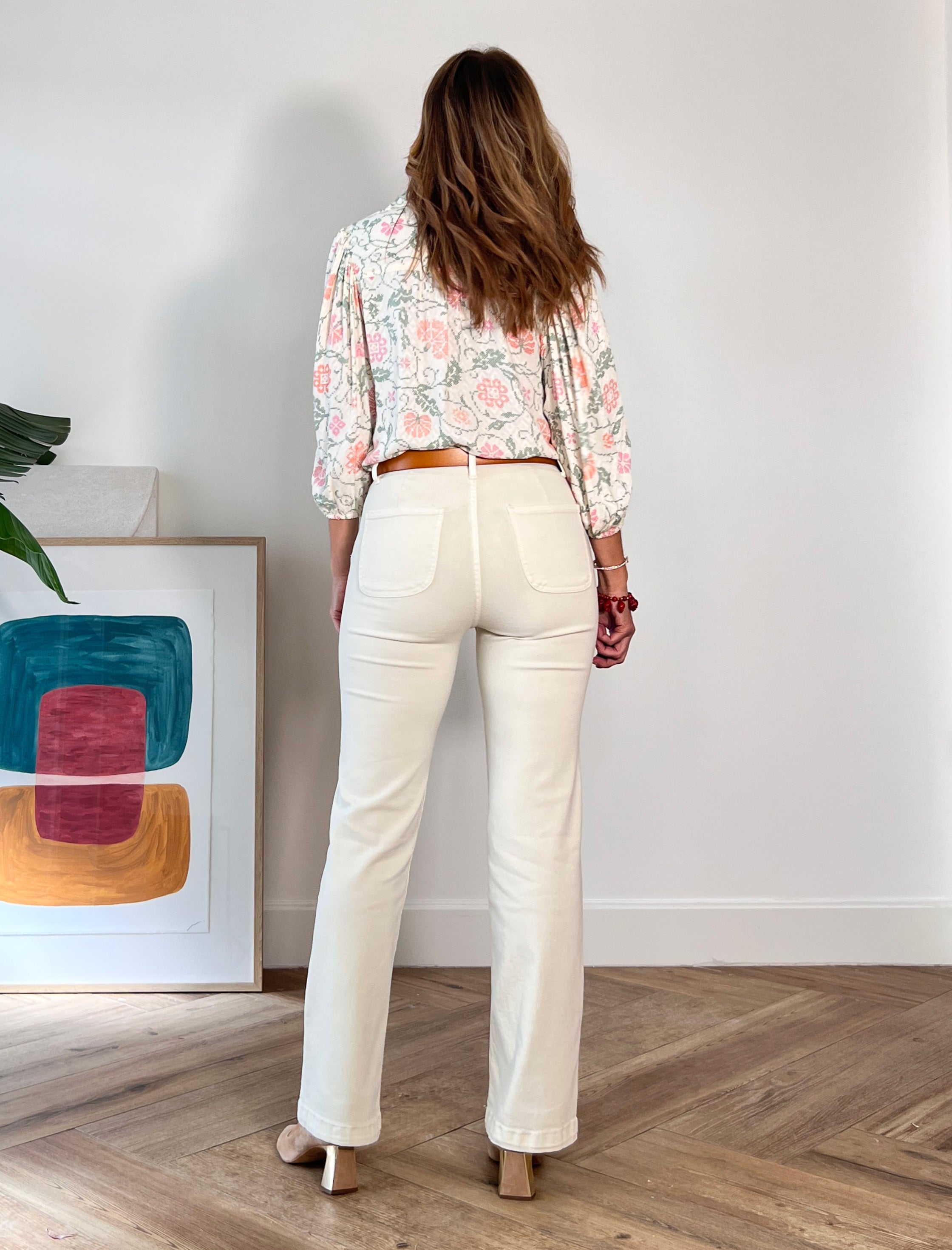 Jeans botones chic beige