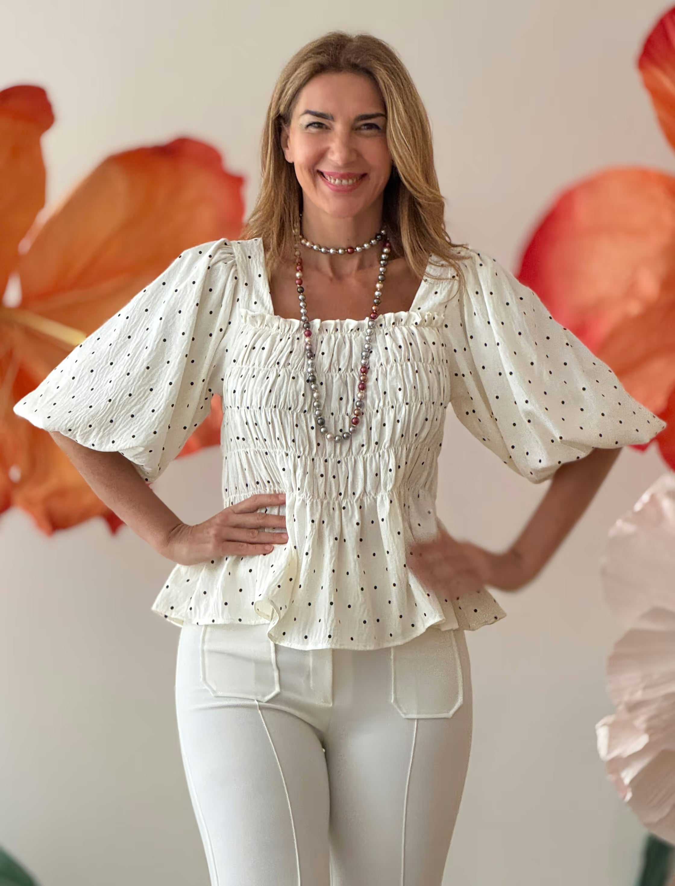 Collar de perlas fresa