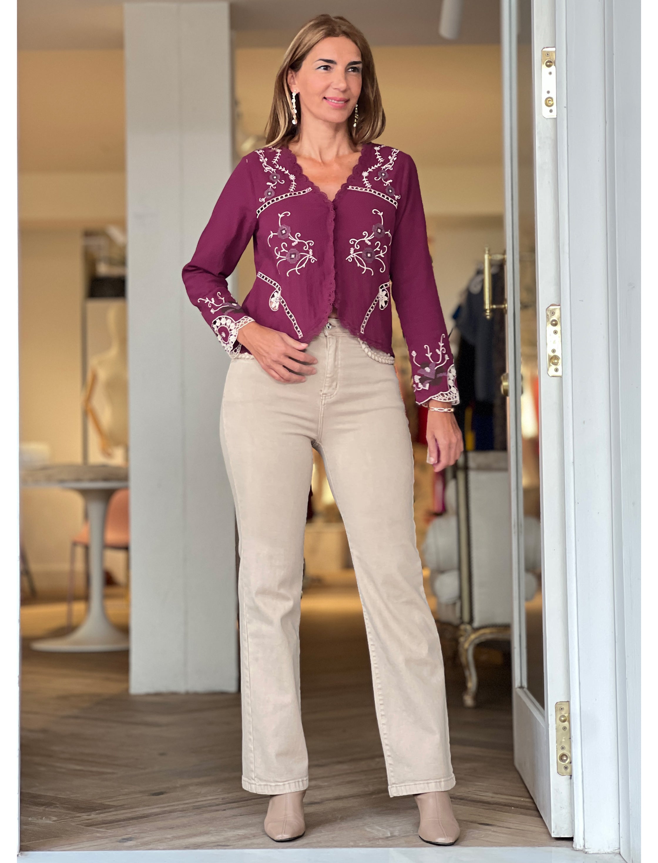 Camisa artesana burdeos
