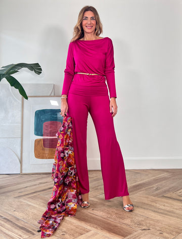 Pantalón soft de viscosa buganvilla