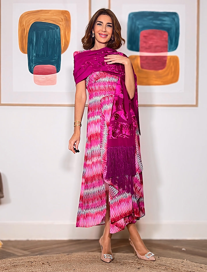 WONDERFUL EMBROIDERED BOOUGANVILLA SHAWL 