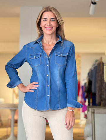 Denim Shirt with Mother-of-Pearl Buttons