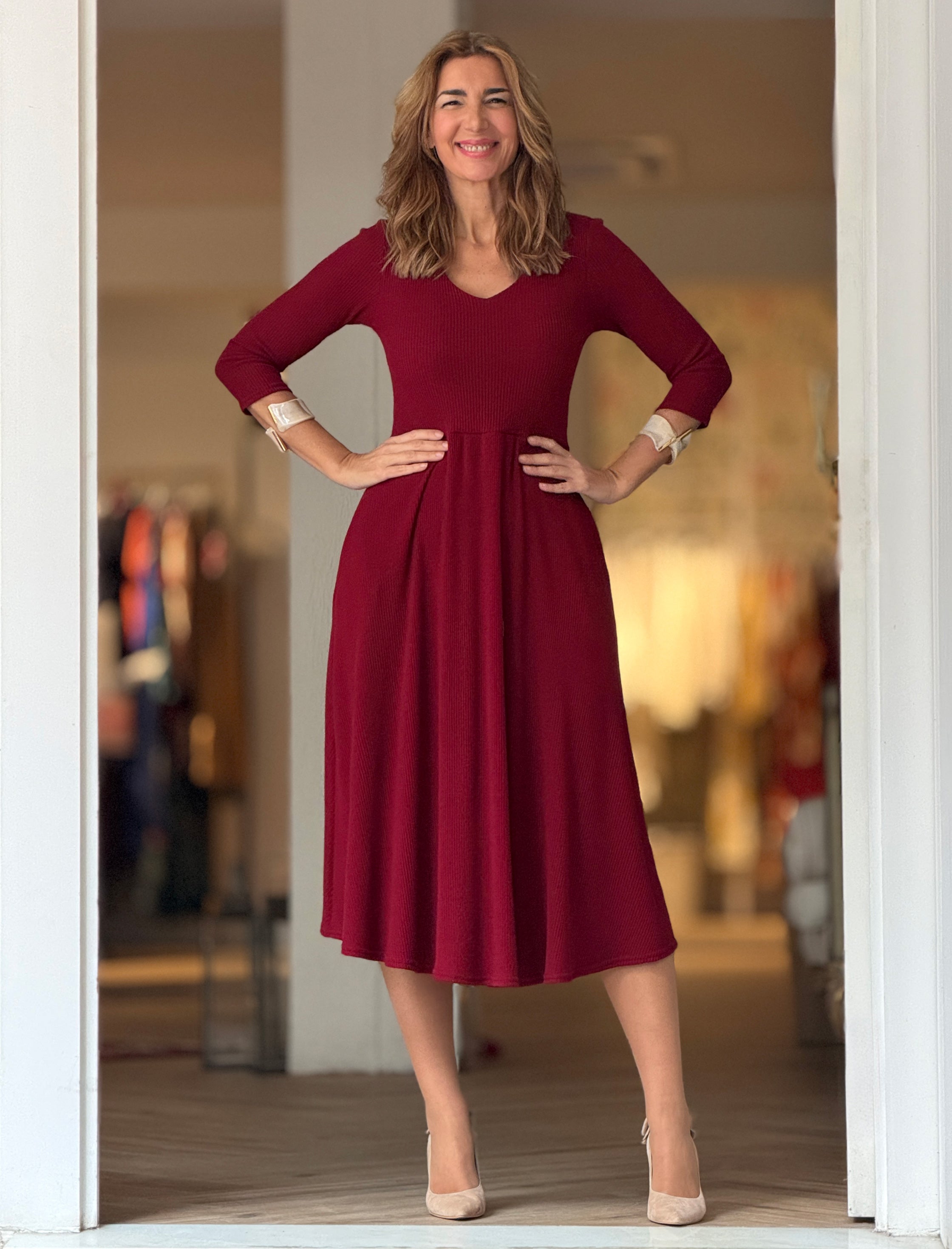 Vestido fondo de armario suave burdeos