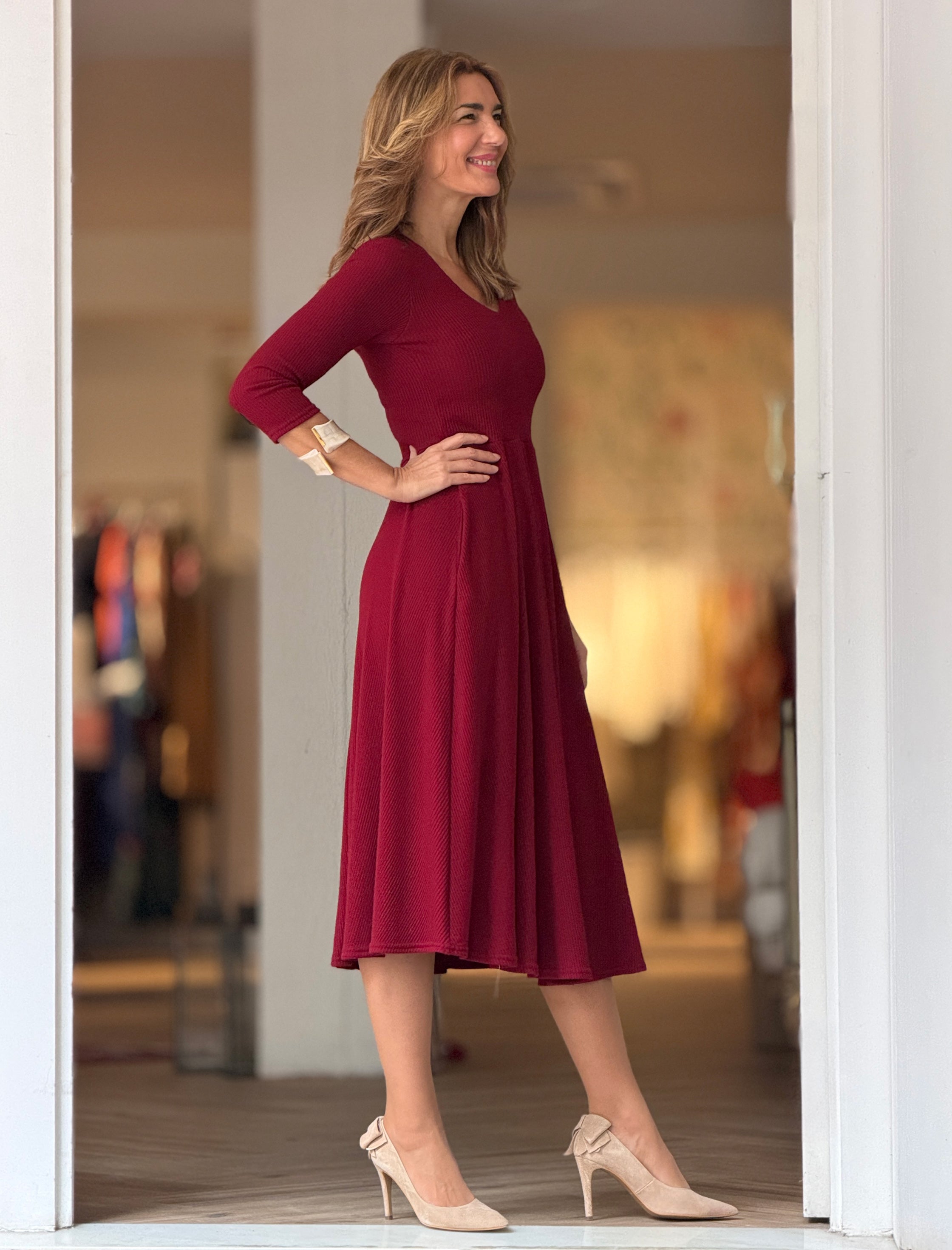 Vestido fondo de armario suave burdeos
