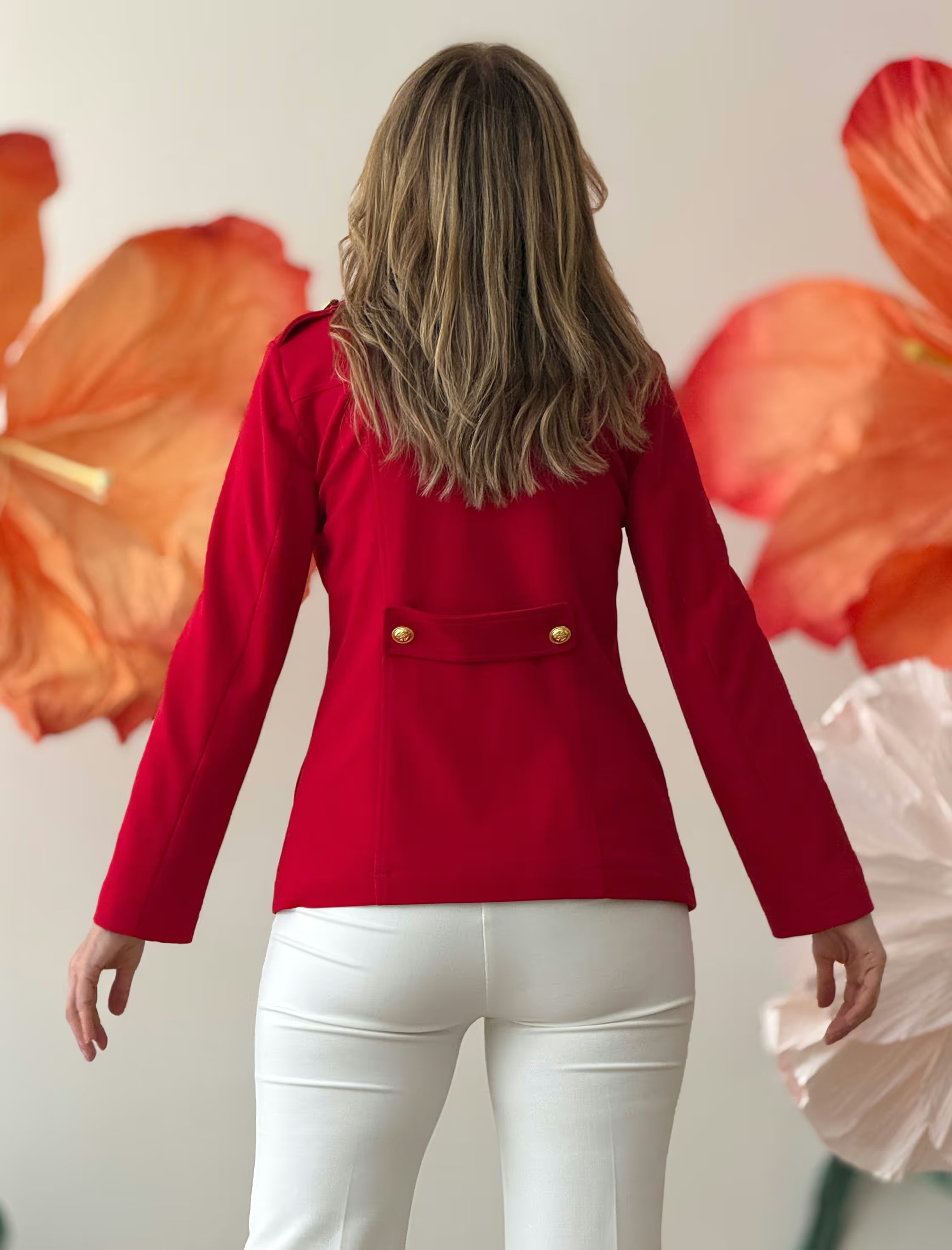 Chaqueta cruzada punto chic rojo
