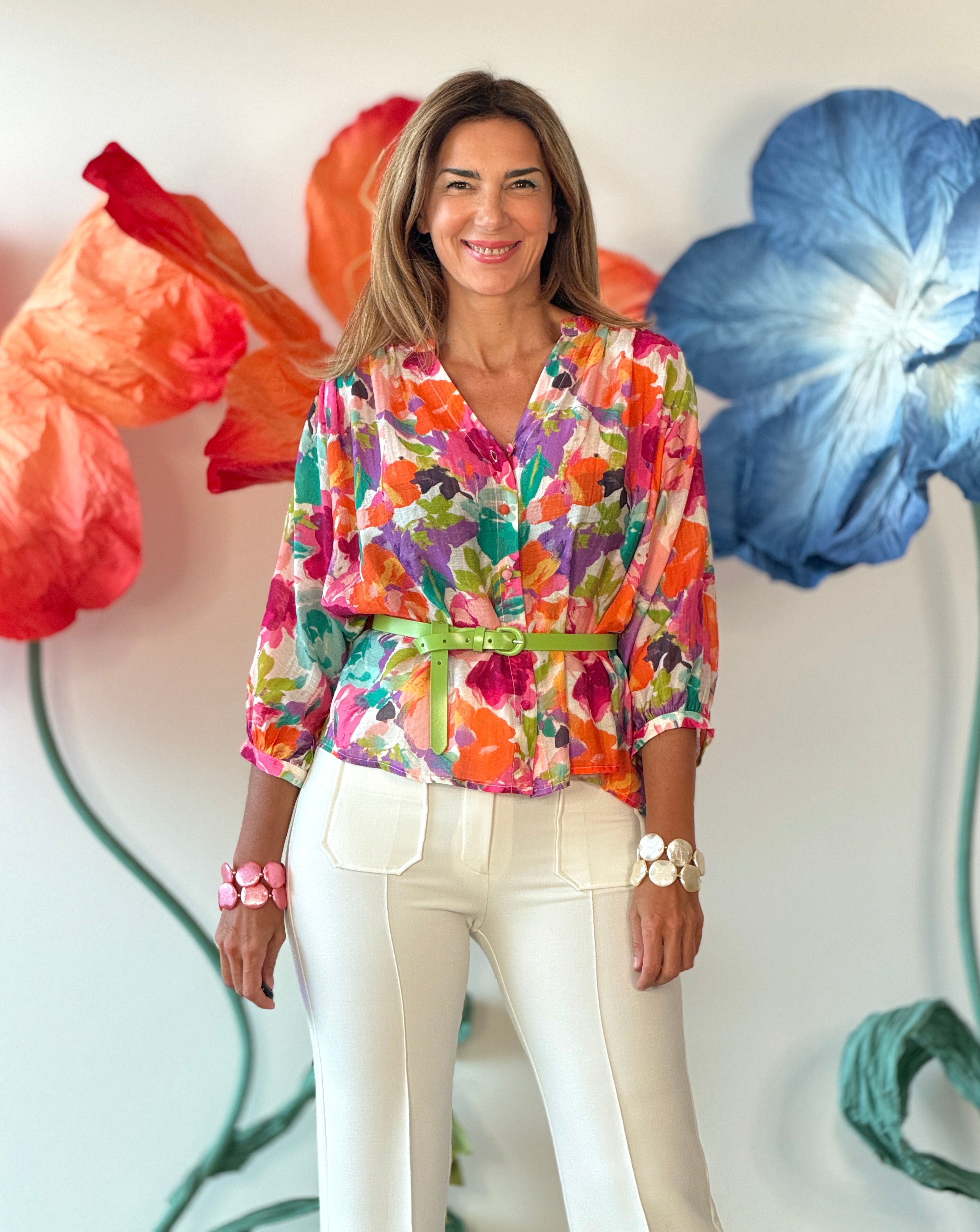 Camisa estampada floral suave